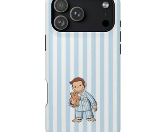 Funny Monkey and Stripes Phone Case Cute Monkey Design Phone Cases Animal Collage Protective Cover iPhone 17 16 15 14 13 12 Samsung S25