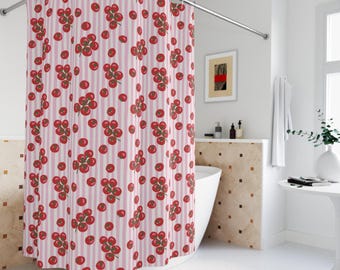 Tomato Shower Curtain Bathroom Cottage Core Home Decor Italian Charm Sardine Coastal Preppy Stuff Room Decor Aesthetic College Apartment