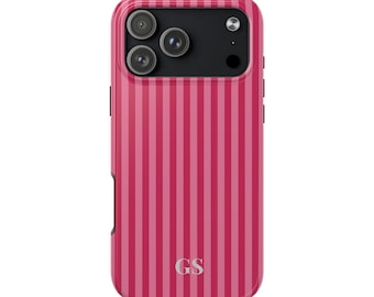 Personalized Red Phone Case Custom Monogram iPhone Case Aesthetic Cherry Striped Phone Case Summer Coastal Phone Case Preppy Phonecase