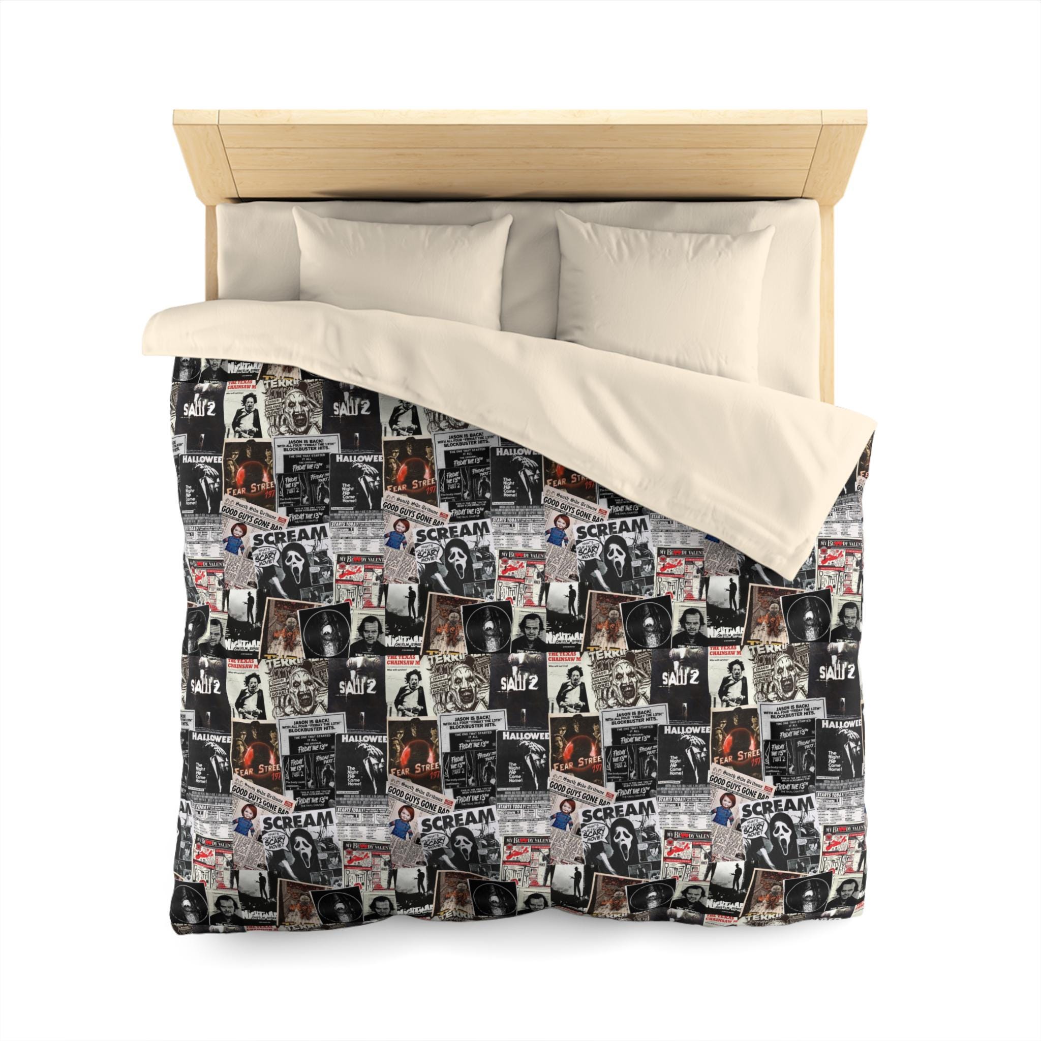 Spooky Movie Night Microfiber Duvet Cover Horror Decor Cozy Home Accent Halloween Gift Horror Movie Enjoyer Duvet Terrifier Duvet Cover