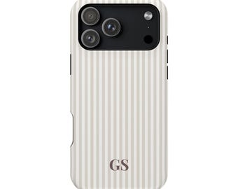 Personalized Beige Phone Case Custom Monogram iPhone Case Aesthetic Striped Phone Case Summer Coastal Phone Case Preppy Phonecase Beige Beac