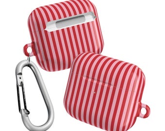 Funda para AirPods con rayas de cereza roja de verano en los Hamptons (4.ª, 3.ª, 2.ª y 1.ª generación), AirPods Pro 1 y Pro 2, bonita funda protectora con estética de los 90.