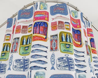Sardine Shower Curtain Bathroom Beachy Room Decor Italian Charm Tinned Fish Coastal Preppy Stuff Room Decor Aesthetic College Apartment Bath