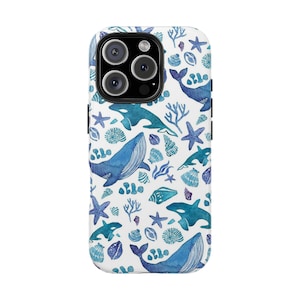 Blue Watercolor Shark Phone Case Cover for iPhone 16 15 14 13 12 Pro Max Case Samsung Galaxy S25 S24 S23 S22 Ultra Case For iPhone Whale