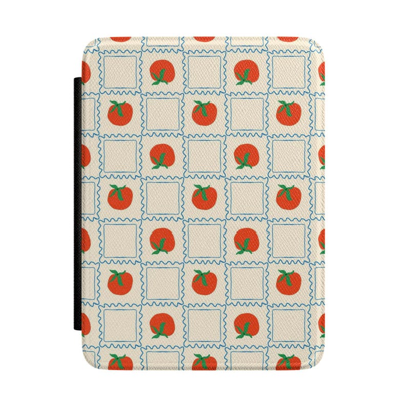 Tomatoes Kindle Case Striped E-Reader Cover Striped Kindle Paperwhite case with Strap Magnetic Back Kindle Colorsoft cover Boho Kindle Case image 1