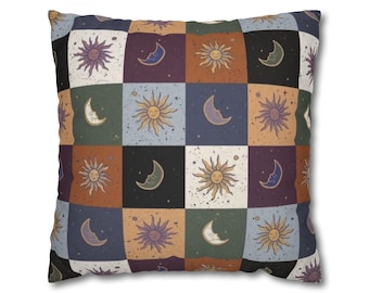 Sun and Moon Cozy Pillowcase Celestial Decor Bohemian Home Whimsigoth Decor 90s Celestial Pillow Gothic Bedding Dopamine Decor Cottage Witc