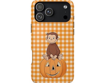 Funny Monkey and Stripes Phone Case Cute Monkey Design Phone Cases Animal Collage Protective Cover iPhone 17 16 15 14 13 12 Halloween Decor