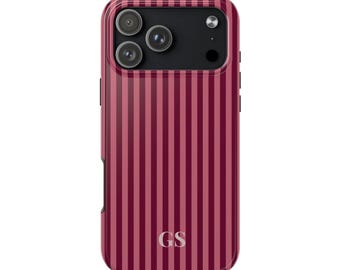 Personalized Red Phone Case Custom Monogram iPhone Case Aesthetic Striped Phone Case Summer Coastal Phone Case Preppy Phonecase Red Beachy