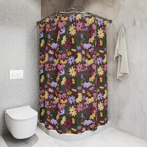 Surprise Song Piano Floral Shower Curtain Bathroom Boho Room Decor Dopamine Acoustic Set Preppy Stuff Room Decor Aesthetic College Apartment