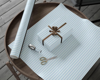Classy Christmas Wrapping Paper Blue Striped Holiday Gift Wrap Traditional Gift Wrap Elegant Christmas Gift Wrap Seasonal Gift Wrap Retro
