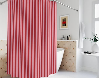 Striped Shower Curtain Boho Pink Bathroom Decor Preppy Fabric Shower Curtain Dopamine Decor Cute Aesthetic Girly Home Fun Grandmillennial