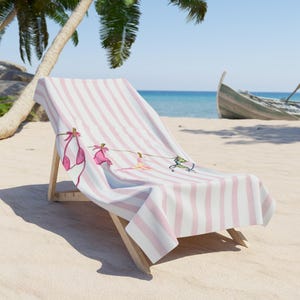 Retro Bikini Beach Towel Preppy Pool Towel Retro Multi Style Beach Towel Mediterranean European Summer Europecore Coastal Nautical Lakehouse