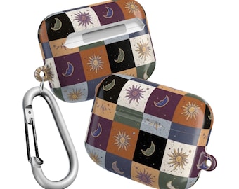 Custom Celestial AirPods Case Stained Glass Moon AirPods 4 Cover Airpods Pro cases  AirPods Case For AirPods 1 2 3 4 AirPods Pro 1 2 Case