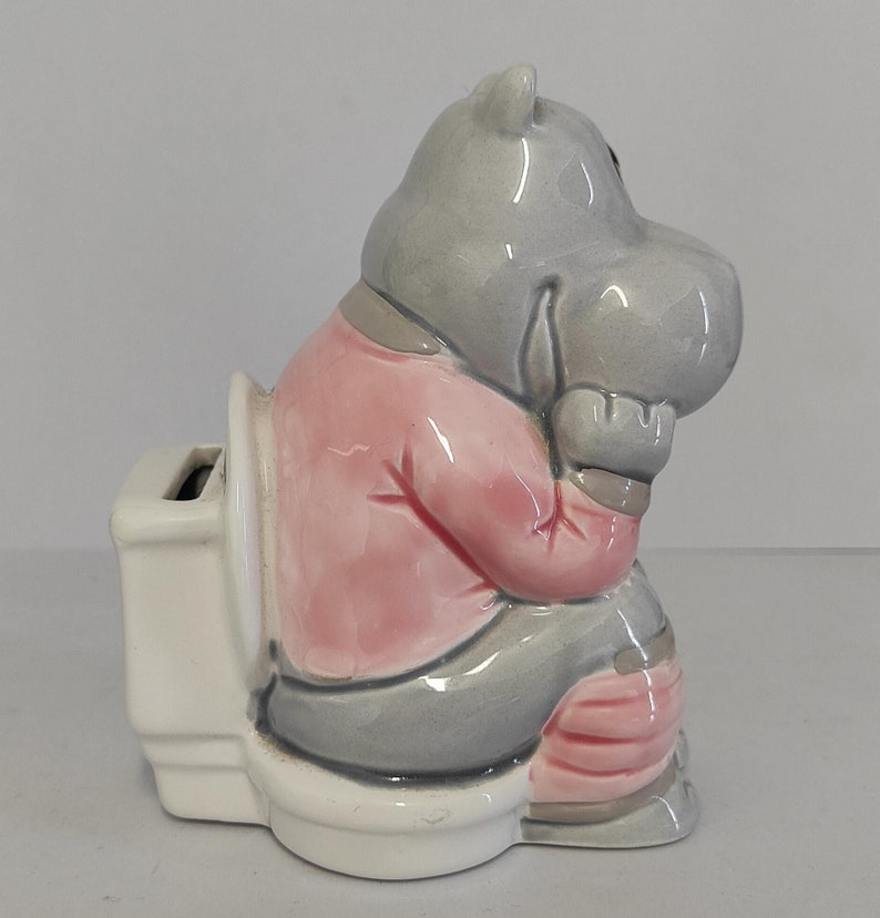 Cute Happy House HIPPO Sitting on the Toilet Money Box 8x10x12cm Etsy