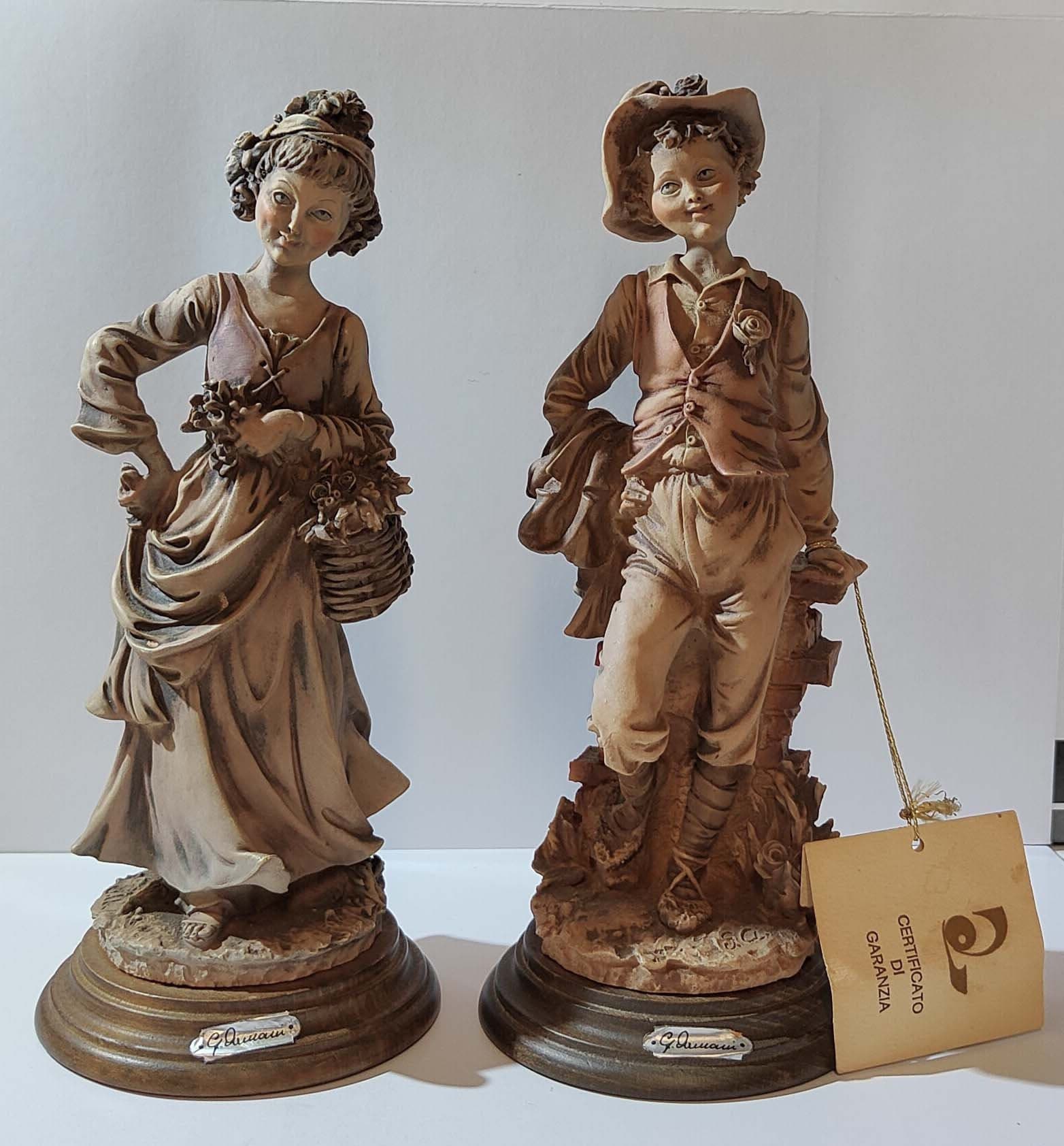 Pair of Vintage Hand Made Sculpture Figurines by Italian
