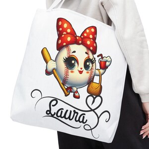 Retro Baseball Tragetasche - Personalisierte Umhängetasche, Wiederverwendbare Einkaufstasche Beachy Büchertasche, Mutter Geschenk, Maßgeschneiderte Vintage
