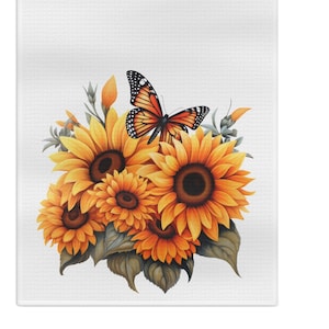 Sunflower Kitchen dish towel Floral tea towel Fall home decor New Home kitchen decor sunflower lover gift Housewarming gifts Farmhouse decor