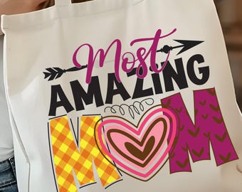Mamma-tygväska, Mest fantastiska mamma-tygväska, Mors dag-present, Miljövänlig matboksväska, Strandväska, Mammas födelsedagspresent