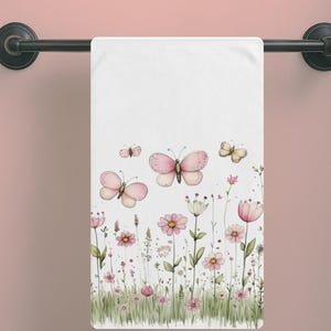 Wildflower Butterfly Hand Towel: Floral Bathroom Decor