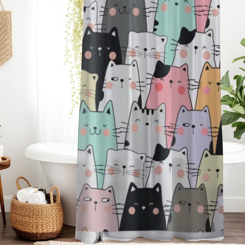 Cat Shower Curtain - Etsy