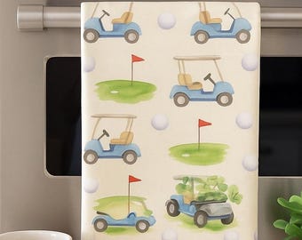Watercolor Golf Cart Kitchen Towel: Sporty Golf Lover Gift