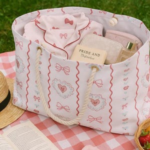 Floral Weekender Bag: Cherries & Bow Travel Tote - USA Made