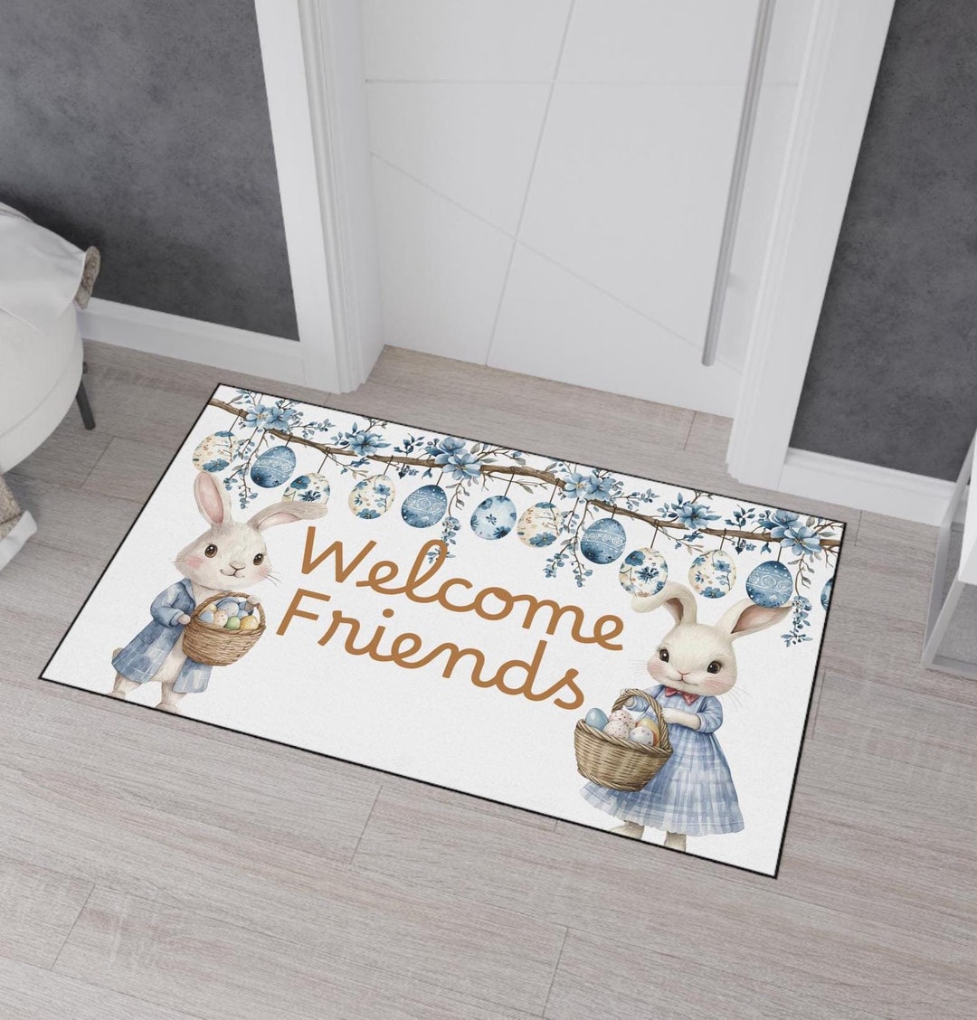 Easter Decor Rug Easter Floor Mat, Bunny Entryway Rug, Easter Eggs Home Decor, Farmhouse ...