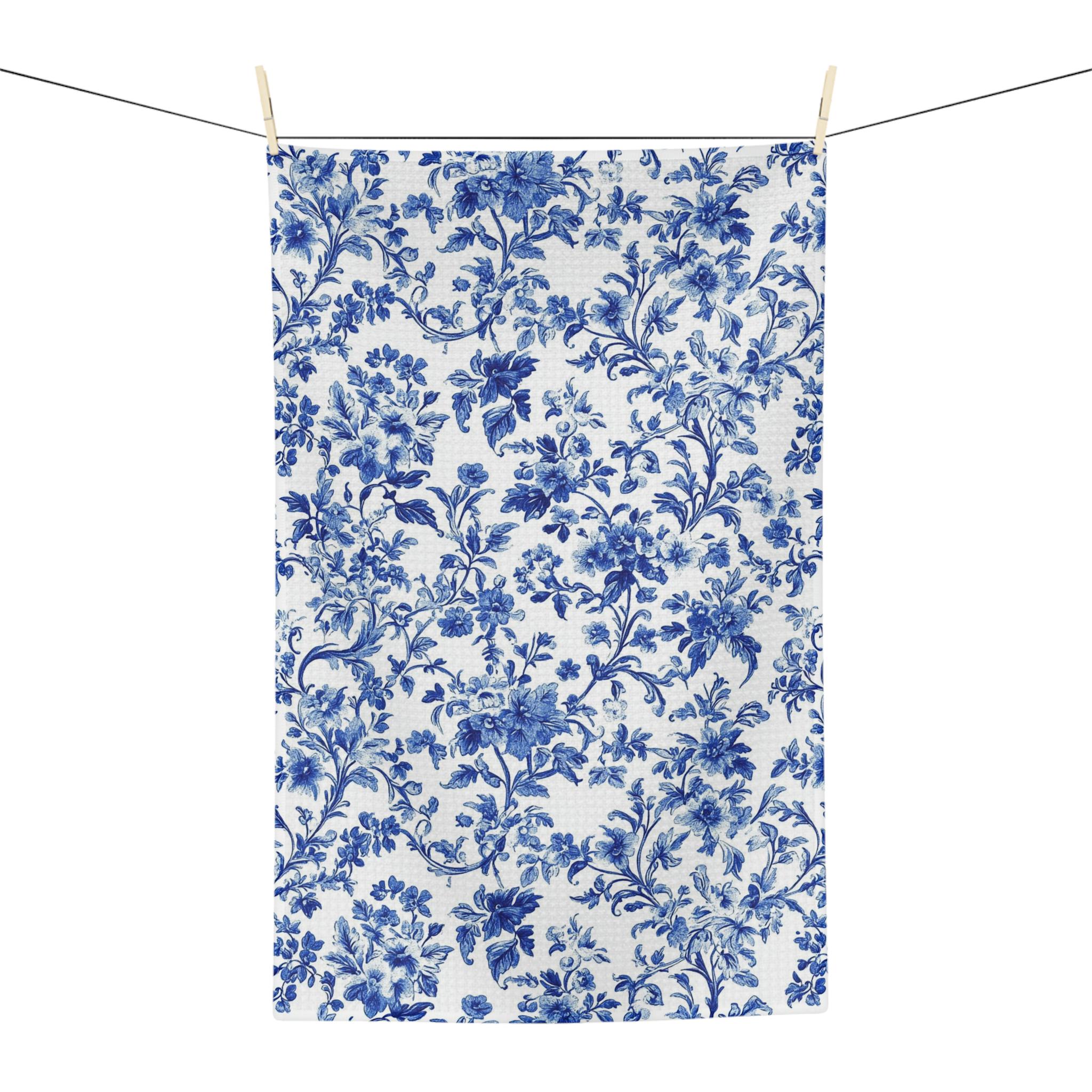 Dish Pattern Toile Blue Floral French Toile Dish Towel: Microfiber Kitchen Towel - Etsy