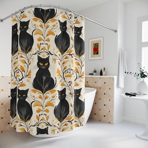Black Cat Shower Curtain: Whimsical Bathroom Decor for Cat Lovers