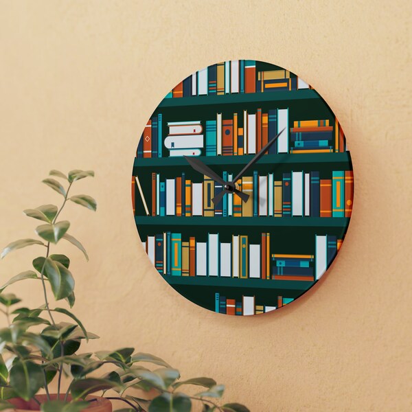 Book Wall Clock library decor classroom gift for book lover readers teacher gifts Round clock home decor Acrylic Wall Clock square clock