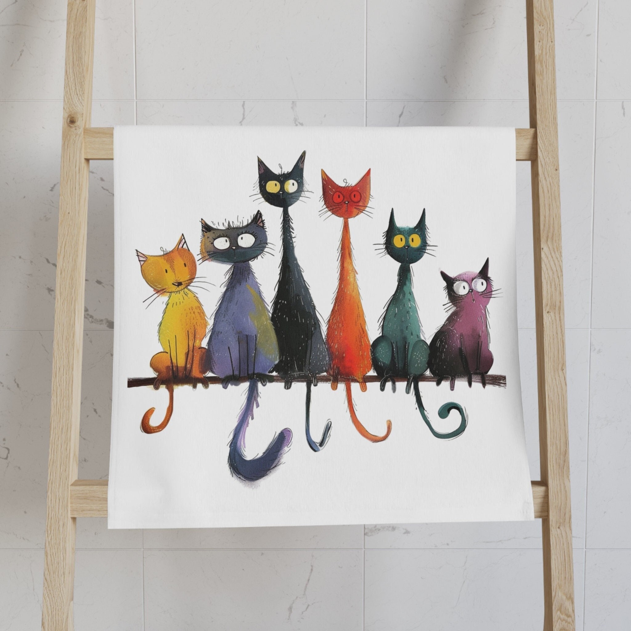 Silly Cats Guest Bathroom towel green Funny Cats  Hand Towel for Bathroom Cat  lover gifts Housewarming gifts