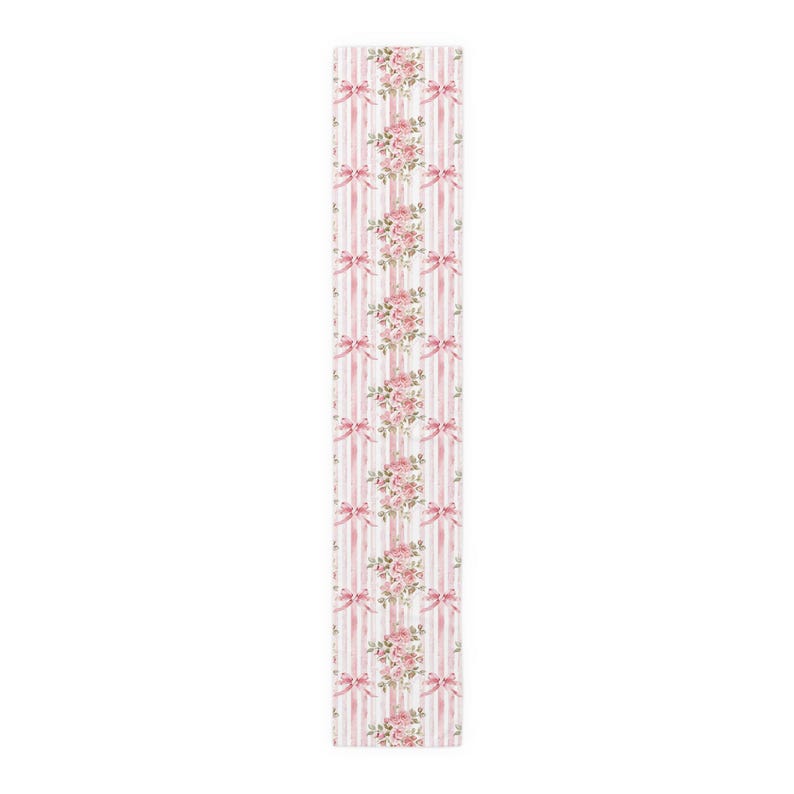 Pink Roses Table Runner: Shabby Chic Cottagecore Dining Decor (16x90 Cotton or Poly Blend) image 3