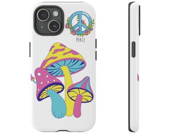 Mushroom retro iPhone case. Peace symbol, apple case for iphone 15 14 13 11 pro max XS Max XRiphon 7 8 14 15 plus SE iPhone case cover