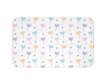 Tappetino da bagno Girly Heart in stile Coquette, stravagante tappeto da bagno per il bagno delle ragazze in viola, rosa e blu, nuova decorazione della casa per il regalo di inaugurazione della casa