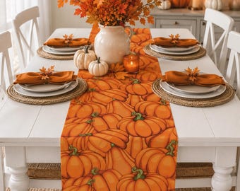 Tischläufer mit Kürbismotiv: Landhaus-Thanksgiving-Dekoration