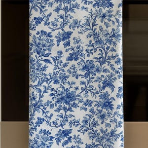 Blue Floral French Toile Dish Towel: Microfiber Kitchen Towel