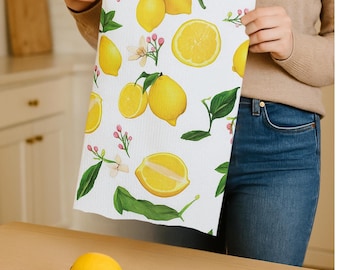 Küchentuch mit Zitrone: Citrus Blumenmuster, Bauernhaus Dekor