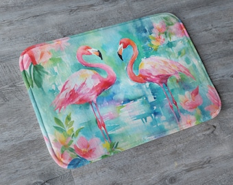 Flamingos Bath Mat Pink flamingo bathroom decor  pink bird home decor beach house decor New home gift