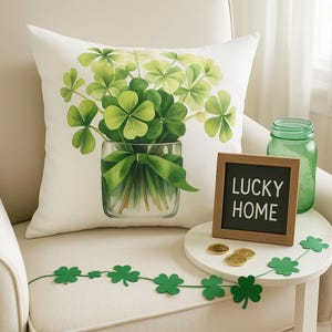 Shamrock Throw Pillow St. Patrick's Day Clover Home Decor Holiday Pillow