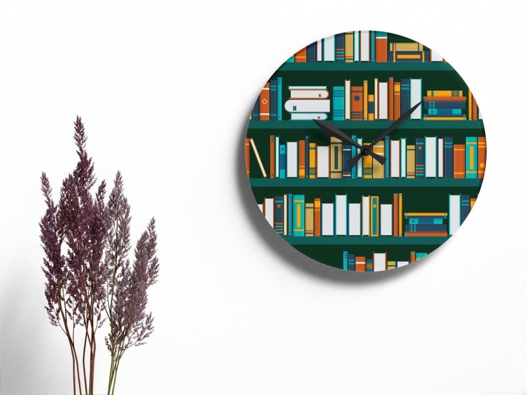 Book Wall Clock Library Decor Classroom Gift for Book Lover Readers ...