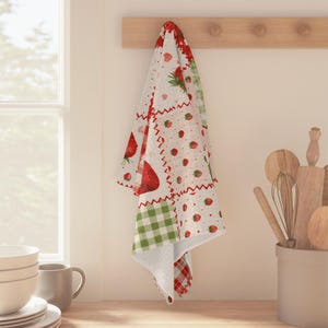 Strawberry Patch Patchwork Microfiber Tea Towel,Fruit kitchen towel image 4