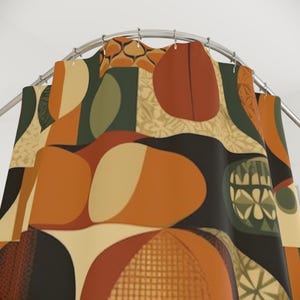 Mid Century Modern Shower Curtain: Retro Geometric Abstract Boho Decor image 3