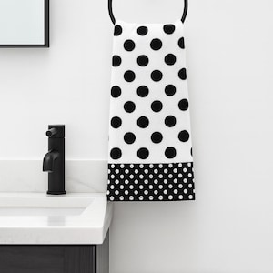 Polka Dot Guest Towel: Black and White Modern Farmhouse Bathroom Decor, minimalist
