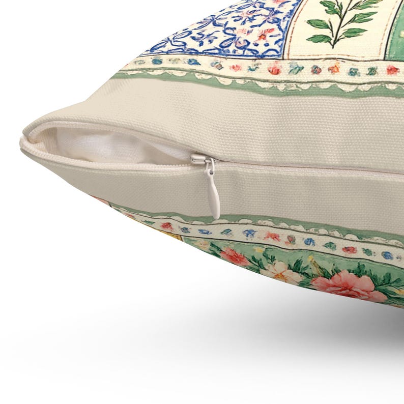 Kissen im Patchwork-Look mit Blumenmuster, Kissenbezug im Cottagecore-Stil, Vintage-Bauernhausdeko, Kissen im Quilt-Stil mit Blumenmuster, Frühlingsgarten-Akzent Bild 5