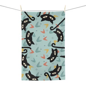 Atomic Cat Geschirrtuch: Mid-Century Modern Retro-Dekor