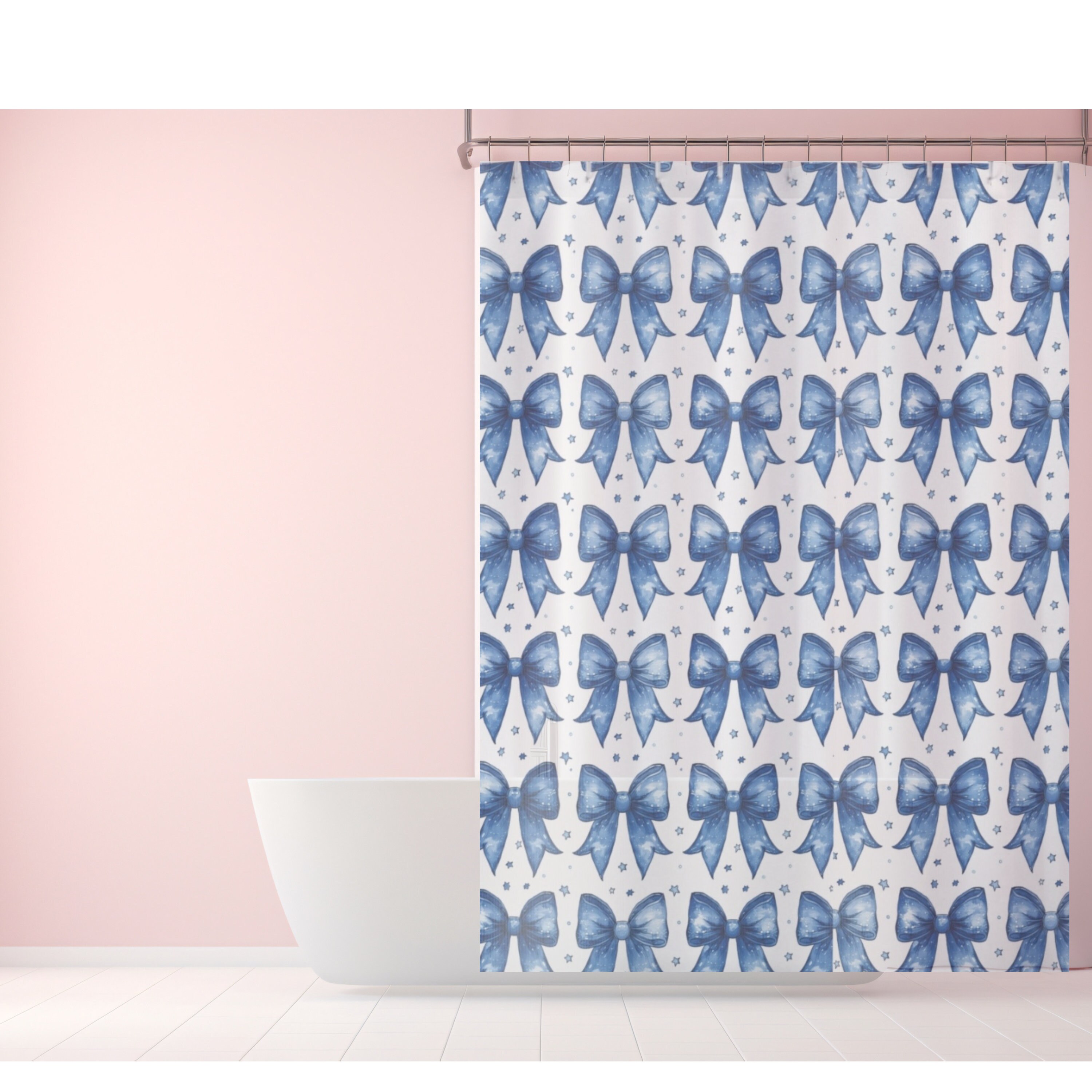 Coquette Blue Bows Shower Curtain Shabby Chic Bathroom Decor Coquette ...