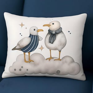 Seagull Lumbar Pillow: Nautical Coastal Home Decor (20x14)