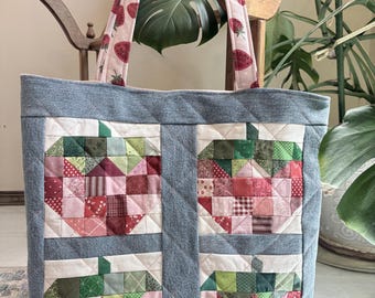 Strawberry Quilted Tote Bag