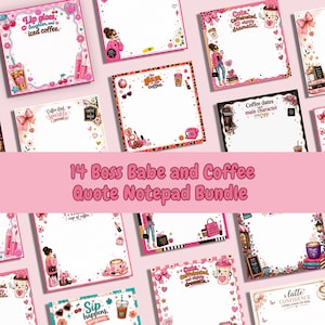 14 Boss Babe Coffee Quote Notepad Designs (PNG, JPEG, PDF)