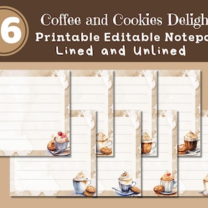Coffee and Cookies Notepad Bundle | Lined, Unlined To Do List (PDF + PNG)